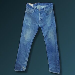 Abercrombie & Fitch Men's Blue Jeans, REMSEN Low Rise Slim Straight button down